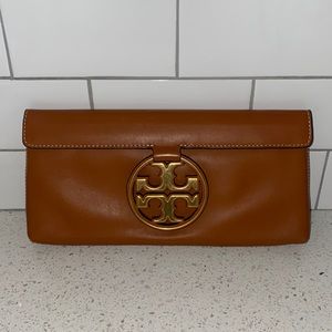 Brand new Tory Burch Cognac clutch.